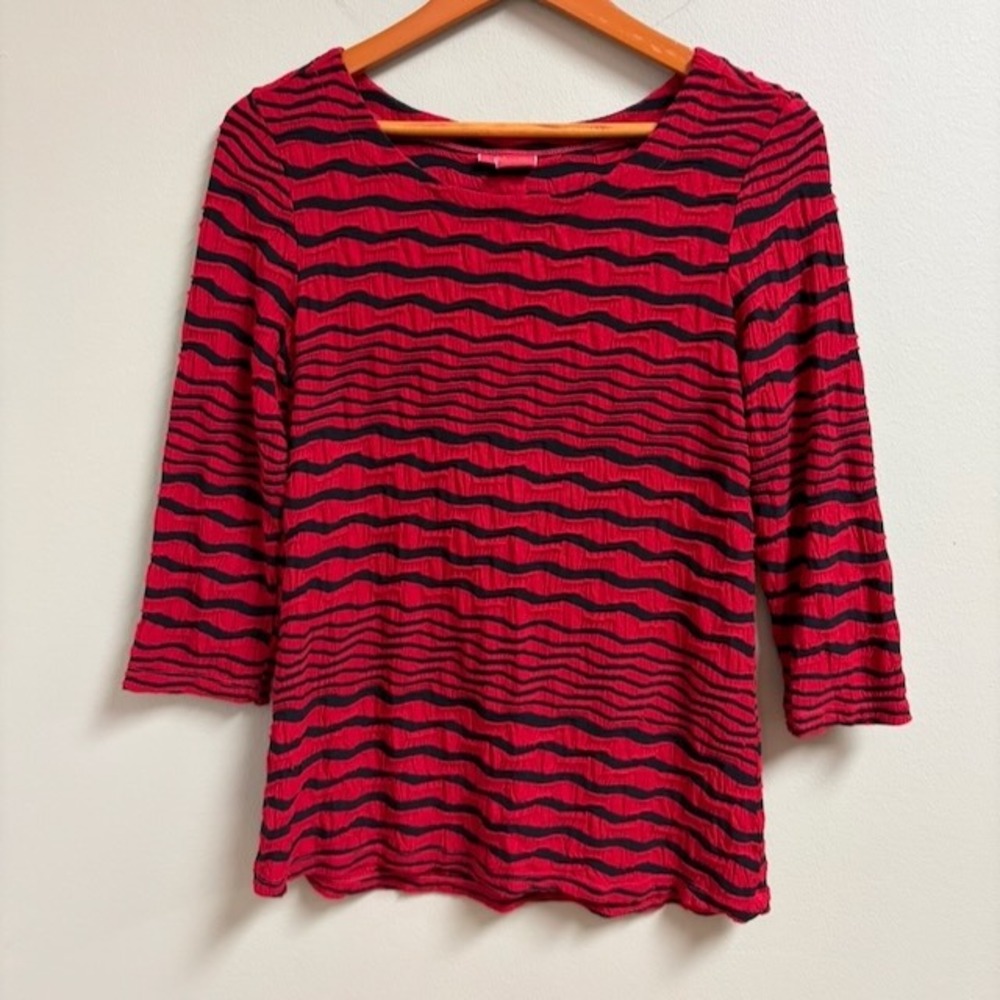 Tianello by Steve Barraza Womens Ballet Tee Size S Red Black Textured Artsy Boho